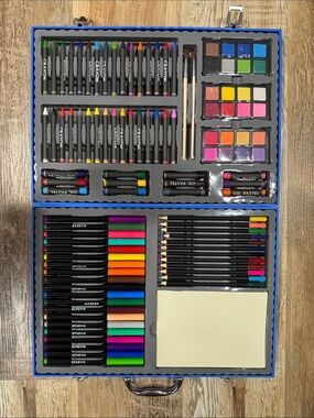 Deluxe Art Set with Colored Pencils, Markers & Watercolor Palette